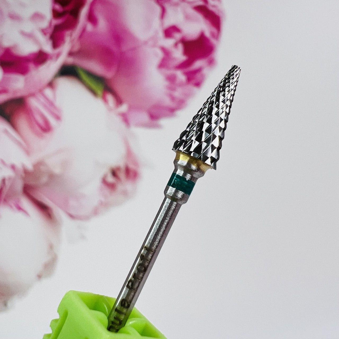 Фреза твердосплавна Formula Profi конус із зеленою насічкою, фото 1