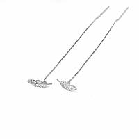 Срібні сережки протяжки Пір'я