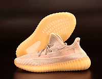 Кроссовки женские Adidas Yeezy Boost 350 пудровые, Адидас Изи Буст 350 текстильные, код KD-14277