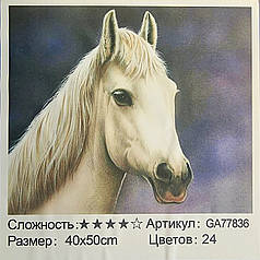 Алмазна мозаїка Білий жеребець 40x50 см