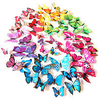 Бабочки на магнитах метелики 12 шт декор в детскую стикеры 3D наклейки