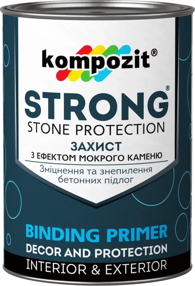 Kompozit Strong — ґрунтовка для бетону, лак з ефектом мокрого каменю, 0,9 л