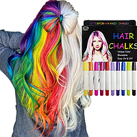 Мелки для волос в наборе 12 цветов неоновые волосы