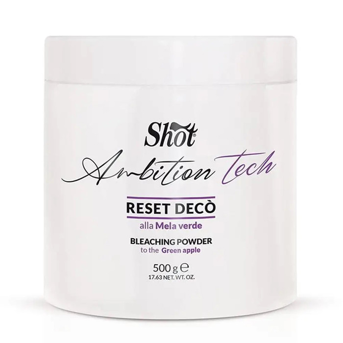 Освітлювальна пудра для волосся «Зелене яблуко» Shot Ambition Tech Reset Deco Bleaching Powder 500г, фото 1