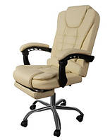 Офісне крісло з підставкою для ніг екошкіра — білий MALATEC 16225