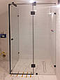 Скляні душові кабіни з чорною фурнітурою кутові 80х140х200, фото 2