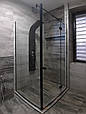 Скляні душові кабіни з чорною фурнітурою кутові 80х140х200, фото 5