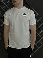 Мужская футболка Adidas белая спортивная хлопковая летняя | Тенниска Адидас спортивная на лето
