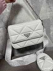 Жіноча сумка Prada біла, 2 в 1, 25*17*9см 930580, фото 2