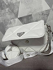 Жіноча сумка Prada біла, 2 в 1, 25*17*9см 930580, фото 3