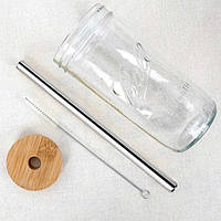 Банка Ball Mason Jars з дерев'яною кришкою та трубочкою, 750 мл