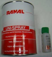 Шпаклевка жидкая RANAL SPRAY серая 1кг. + отвердитель