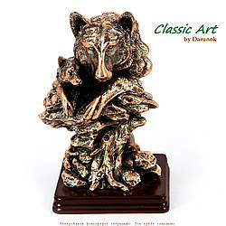Статуетка вовк із вовченям на скелях ES051
