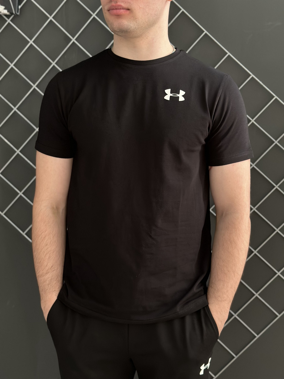 Чоловіча футболка Under Armour чорна спортивна бавовняна літня Теніска Андер Армор спортивна на літо