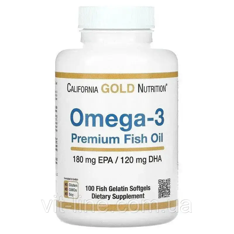 California Gold Nutrition Омега-3 риб'ячий жир преміальної якості, 100 капсул