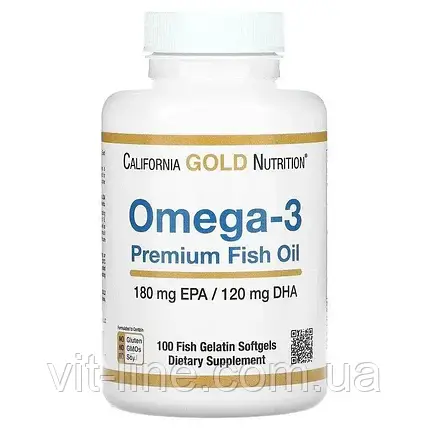 California Gold Nutrition Омега-3 риб'ячий жир преміальної якості, 100 капсул, фото 2
