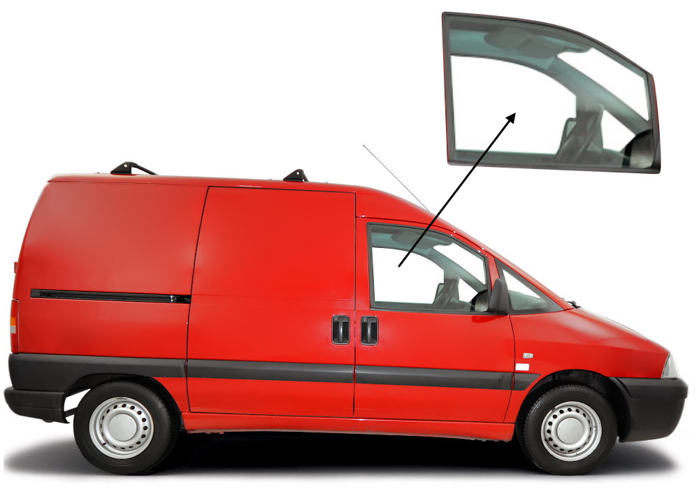 Бічне скло Fiat Scudo 1995-2007 передніх дверей праве