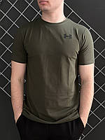 Мужская футболка Under Armour хаки спортивная хлопковая летняя | Тенниска Андер Армор спортивная на лето