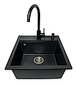 Кухона мийка Vector Kira 48*51 см чорний + дозатор + сифон + змішувач, фото 4
