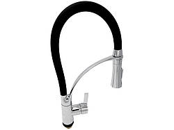 Змішувач для кухонної мийки MILLZ бокова ручка MRS-13-35-021 гнучкий чорний гусак 1/10