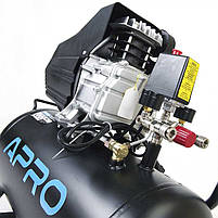 APRO Компресор одноциліндровий OFD-50 8 Бар 1.5 кВт 205 л/хв 50 л (2 крана) + Олива 0,2 л, фото 7