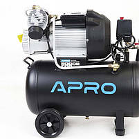 APRO Компресор двоциліндровий OFD-50MX 8 Бар 2.2 кВт 416 л/хв 50 л (2 крана) + Олива 0,2 л, фото 7