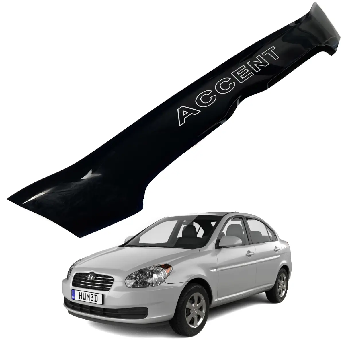 Дефлектор капота мухобойка для Hyundai Accent Verna 2006-2010 (Коротка)