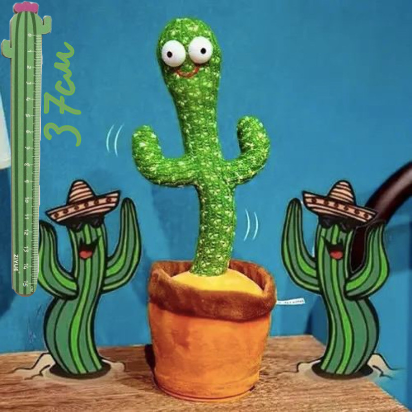 Грандіозний кактус37 см що співає пісні з підсвічуванням Dancing Cactus TikTok іграшки Повторення кактуса кактуса зелений