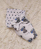 Конверт для новонароджених на виписку з пологового весна / літо бавовна 100% Boys ШкодаМода Синій, фото 3