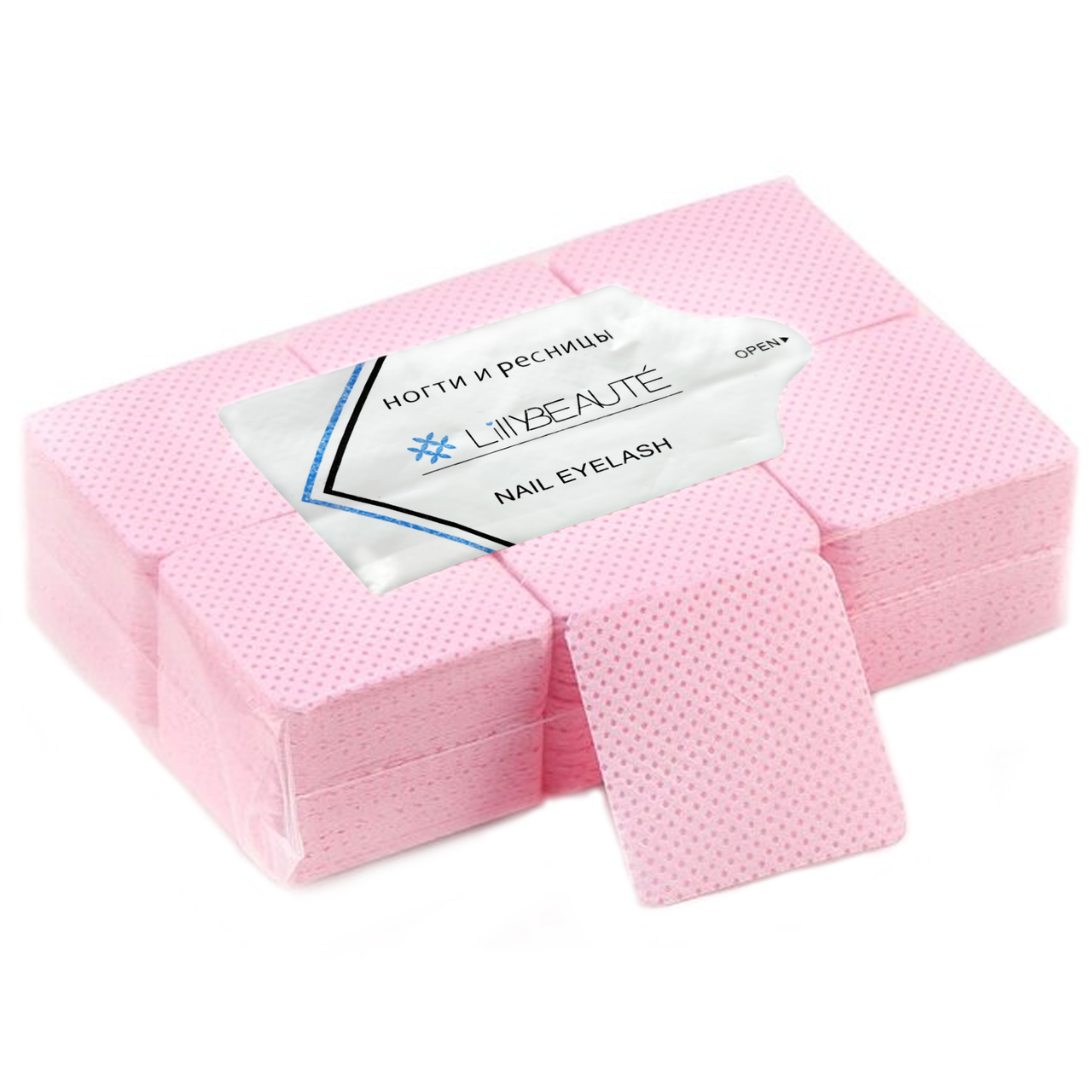 Безворсові серветки Lilly Beaute 5х5см, 600 шт перфоровані рожеві