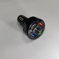 Зарядний пристрій адаптер в прикурювач авто 3 USB-порти 2,1А  QC 3.0