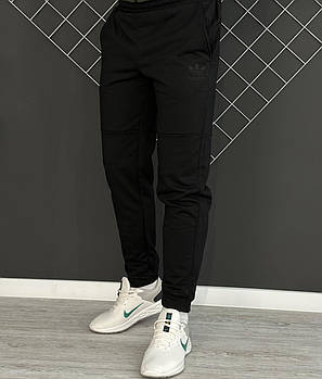 Чоловічі спортивні штани Adidas чорні весняні  ⁇  Штани чоловічі Адідас бавовняні