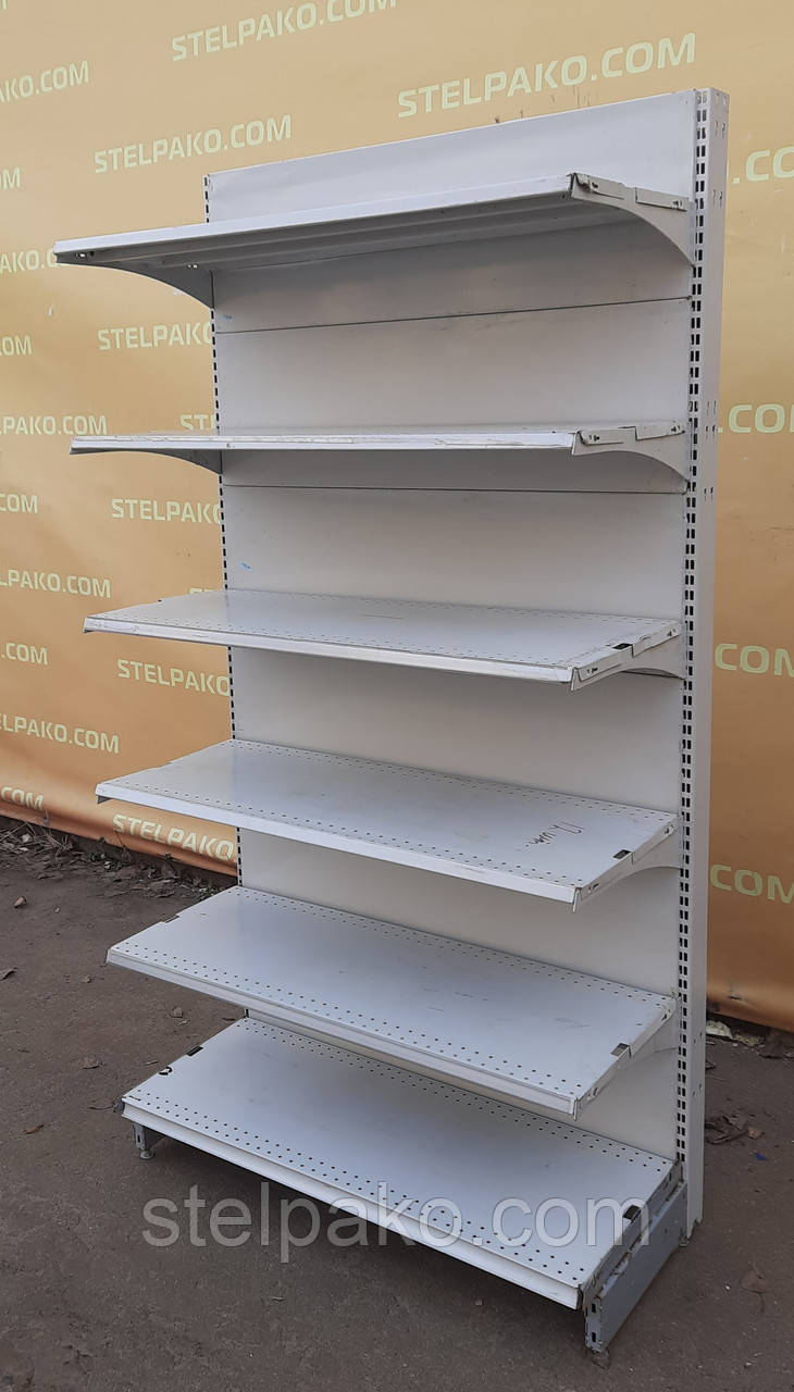 Торгові односторонні (пристінні) стелажі «Колумб» 200х100 см., світло-сірі, Б/у