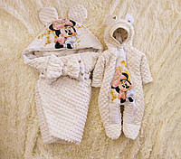 Комплект одежды для новорожденных девочек демисезонный, молочный, принт Minni