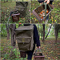 Рюкзак грибника з 2-ма кошиками для грибів, рюкзак для збору грибів Acropolis Хакі РНГ-3