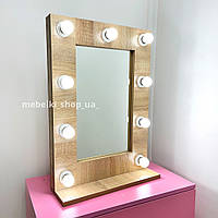 Зеркало косметическое с подсветкой на подставке. Зеркало мини с лампами для макияжа