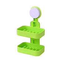 Мыльница двойная Soap Box Double Layer на присоске (Green) | Держатель для мыла настенный