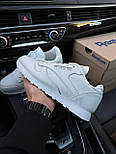 Чоловічі кросівки Reebok Classic Leather весна-осінь білі. Живе фото (рібок класік), фото 3