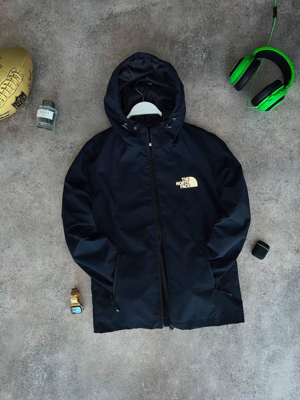 Вітровка чоловіча The North Face куртка синя спортивна плащівка весна осінь із капюшоном демісезон рефлективн, фото 1