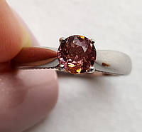 Кольцо с натуральным мозамбикским оранжево-розовым турмалином 0.57 ct Размер 17