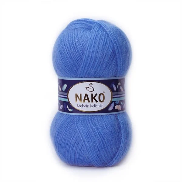 Nako MOHAIR DELICATE (Мохер Делiкат) № 210/6121 волошковий (Напівшерстяна пряжа, нитки для в'язання), фото 1