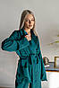 Жіноча шовкова піжама на запах кімоно комплект для дому та сну "Естель" зелений S-M 30035х, фото 2