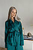 Жіноча шовкова піжама на запах кімоно комплект для дому та сну "Естель" зелений S-M 30035х, фото 3
