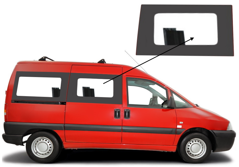 Бічне скло Citroen Jumpy 1995-2007 салону заднє праве