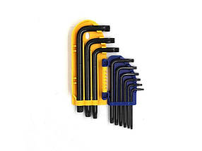 Набір ключів Г-подібних TORX 9 шт. CrV, довгі T10, T15, T20, T25, T27, T30, T40, T45, T50 ТМ Kubis