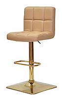 Барный стул Arno 4Bar GD-Base бежевый 1009 кожзам на золотой квадратной базе опоре с подножкой