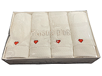 Набор полотенец Maison D'or Soft Hearts White-Red махровые 30-50 см, белые