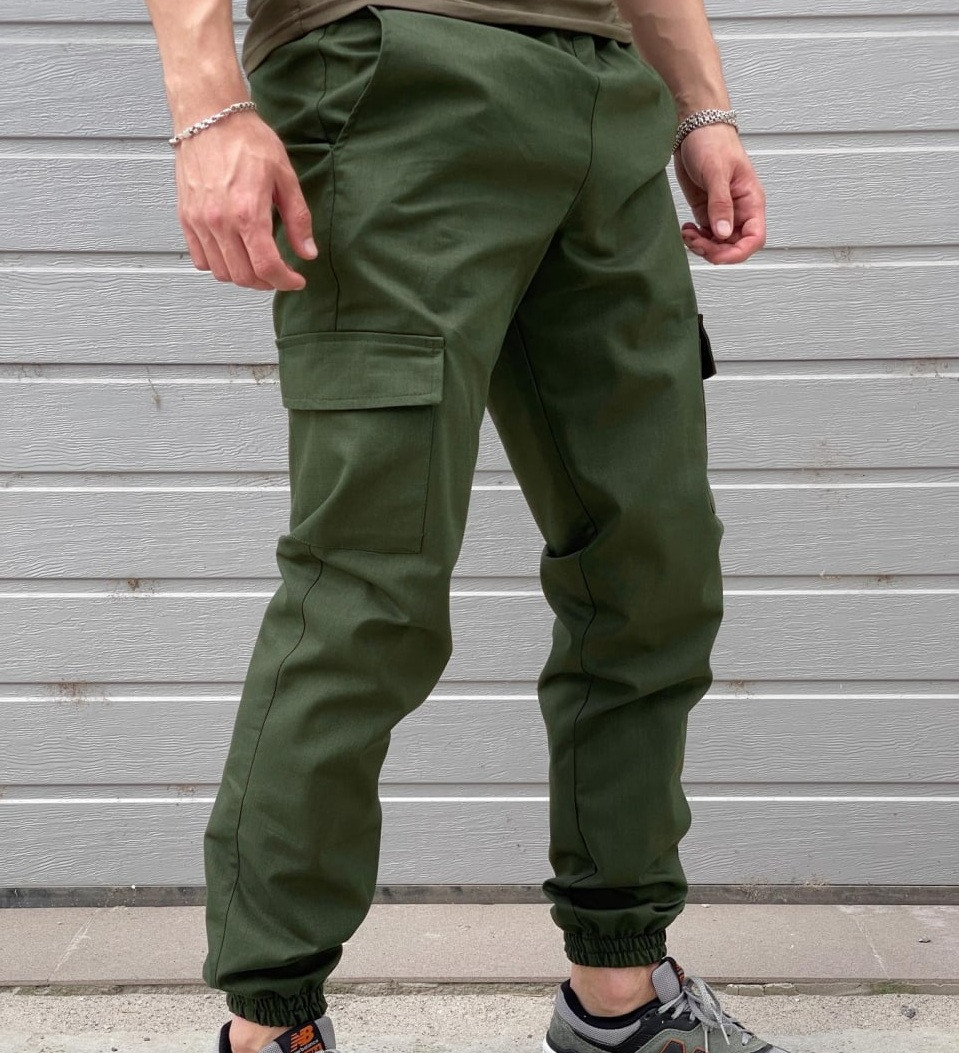 Чоловічі штани Cargo демісезонні хакі | штани карго чоловічі весна-осінь. Туреччина. Живе фото (Брюки чоловічі), фото 1