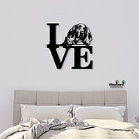 Панно Love Бассет-хаунд 20x20 см - Картины и лофт декор из дерева на стену.