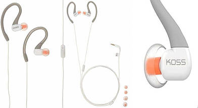 Навушники Koss Fit KSC32i, сірі, з мікрофоном, внутрішньоканальні затички з кріпленням на вухах, дротові, косс, фото 3